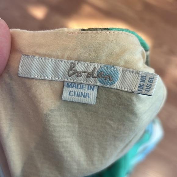 Boden Green and Blue Floral Retro Pocket Sleeveless Shift Dress Size 6 Long - Picture 5 of 11